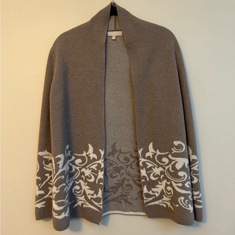 Benedetta B Merino Wool & Cashmere Blend Open Cardigan in Taupe